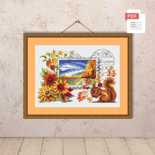 Autumn Postage Stamp Cross Stitch Pattern #ssn123