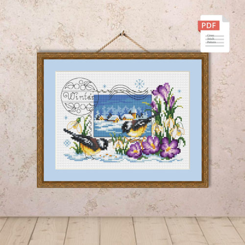 Winter Postage Stamp Cross Stitch Pattern #ssn124